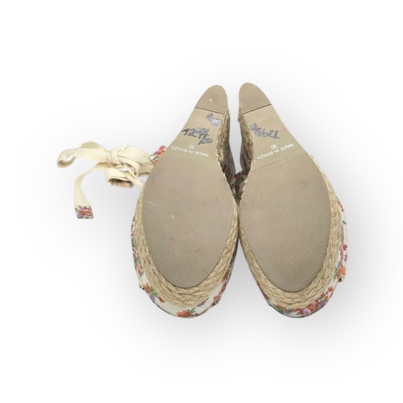 new Sergio Zelcer ❀ Platform Ankle Wrap Floral Print Sandal Espadrilles ❀ Cream - Picture 12 of 16